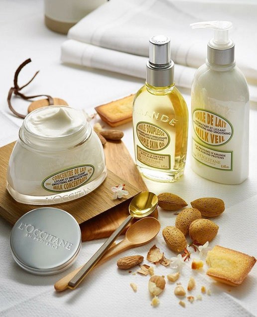 L'Occitane almond milk skincare products